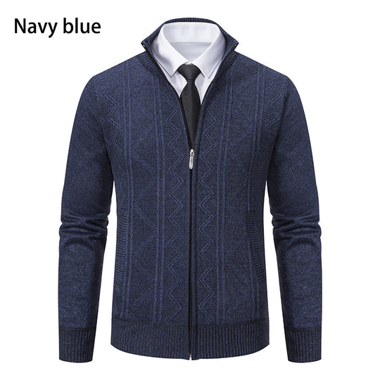 Herren modische Strickjacke mit hohem Kragen und Reißverschluss R&B