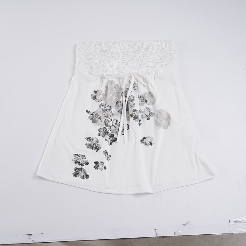 Damen Baumwollrock mit floralen Mustern und elastischem Bund R&B