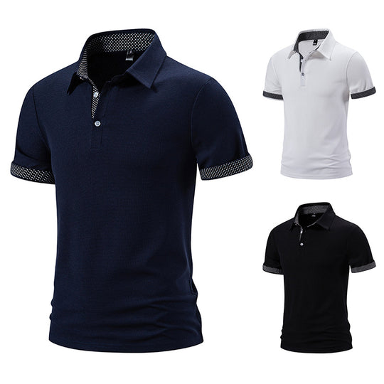 Herren Poloshirt mit modischem Kragen und kontrastierenden Ärmeln R&B