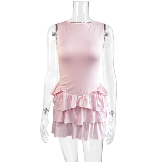 Damen Sommerliches Rüschenkleid mit figurbetontem Oberteil und schwingendem Saum R&B
