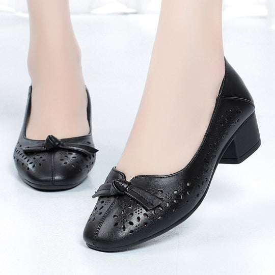 Damen Elegante und luftige Ballerinas mit modischem Lochdesign und komfortablem Absatz R&B