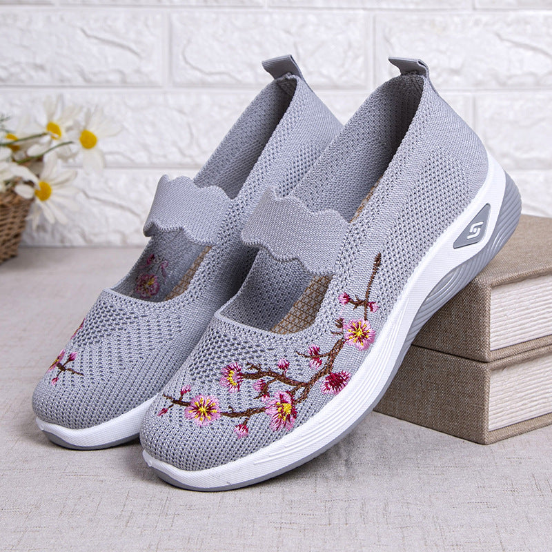 Damen modische Stoffschuhe mit elastischem Riemen und floralem Design R&B