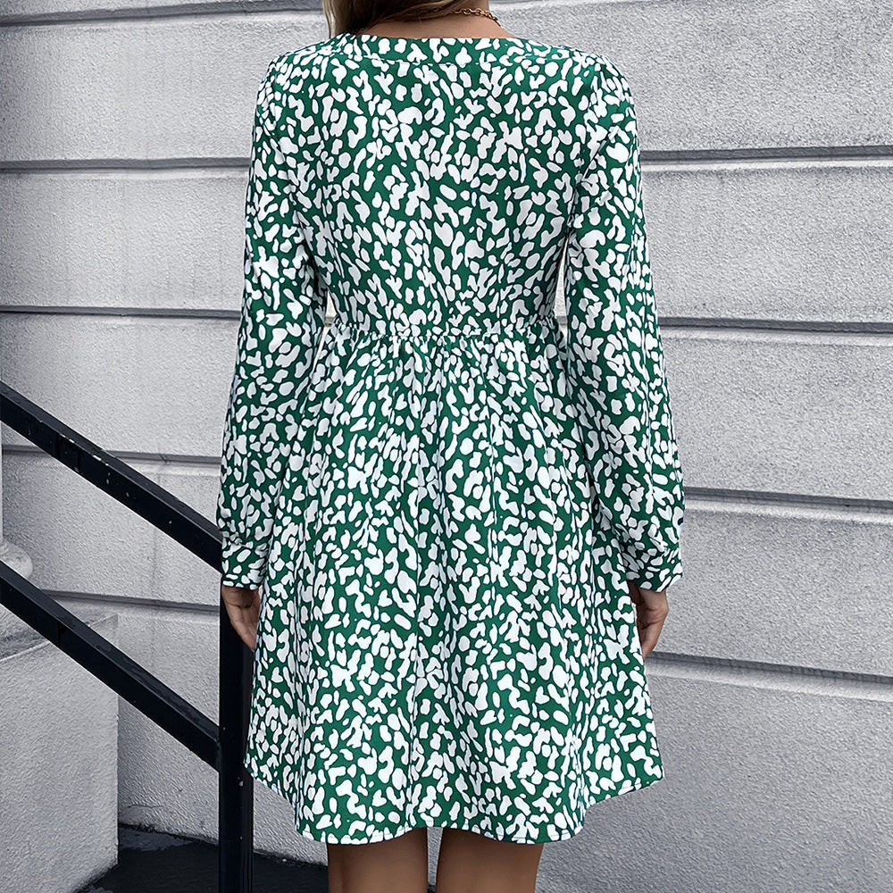 Damen Wickelkleid mit hohem V-Ausschnitt und tailliertem Gürtel R&B