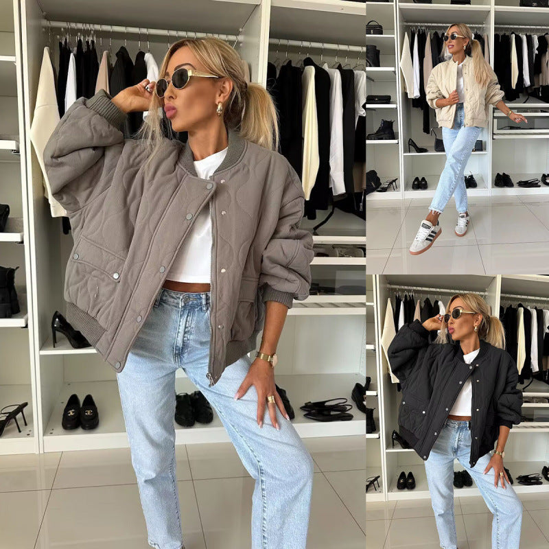 Damen gesteppte oversized Bomberjacke R&B