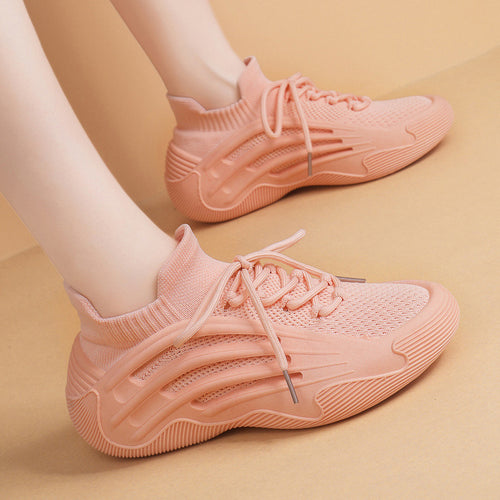 Damen Sportliche Sneakers mit atmungsaktiver Strick-Oberfläche und flexibler Sohle R&B