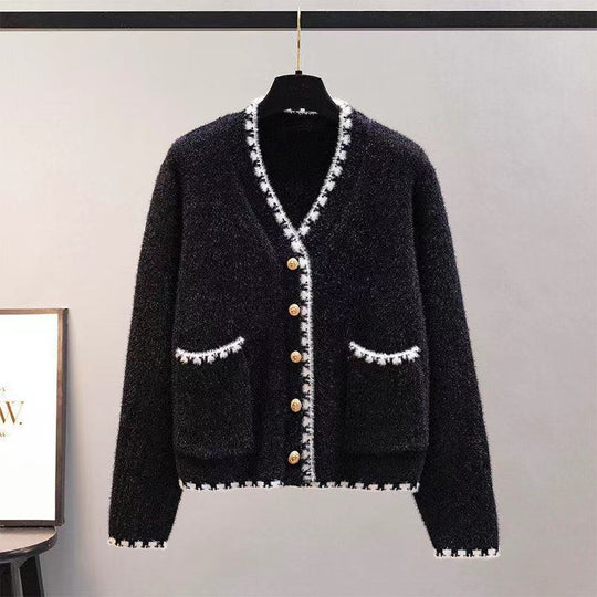 Damen Strickcardigan mit kontrastierenden Knöpfen und Taschen R&B