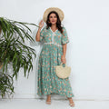 Damen Maxikleid mit floralem Design und V-Ausschnitt R&B