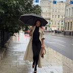 Damen Eleganter Trenchcoat mit offenen Ärmeln und modernem Schnitt R&B
