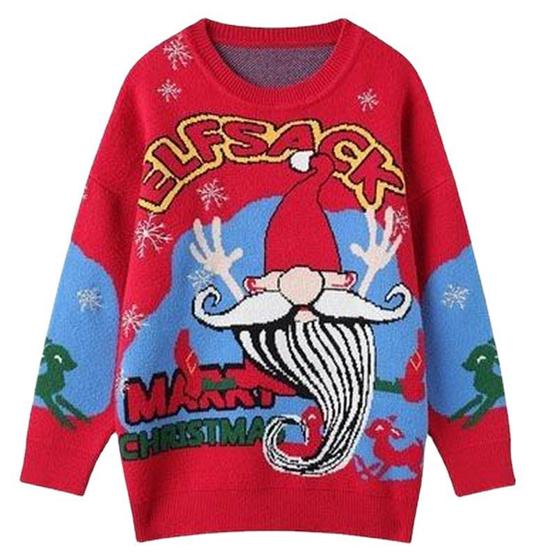 Damen festlicher Pullover mit Weihnachtsmotiv und Rundhalsausschnitt R&B