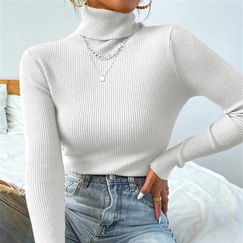 Damen Eleganter Rollkragenpullover mit feiner Rippstruktur R&B