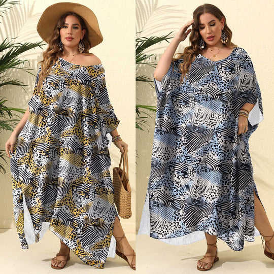 Damen Kaftan mit asymmetrischem Schnitt und tierischem Druck R&B