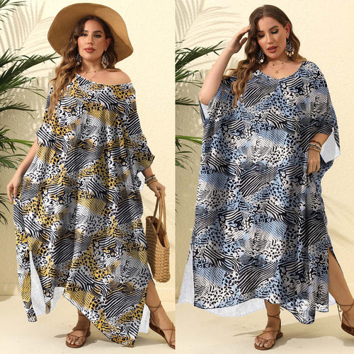 Damen Kaftan mit asymmetrischem Schnitt und tierischem Druck R&B