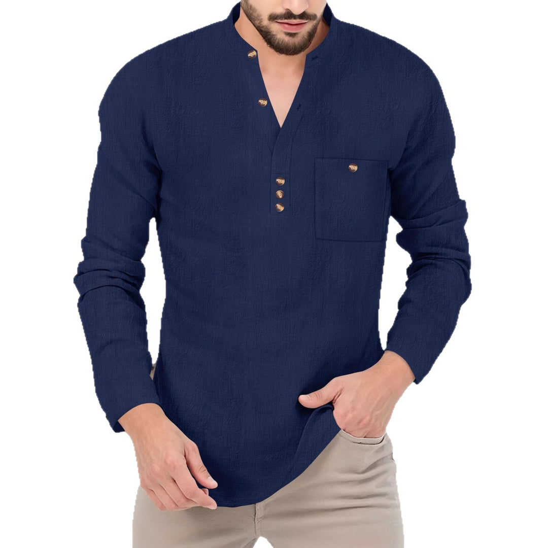 Herren Leichtes Langarmhemd mit Knopfleiste R&B