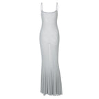 Damen Elegantes Maxikleid mit schwingendem Rock und feinen Spaghettiträgern R&B