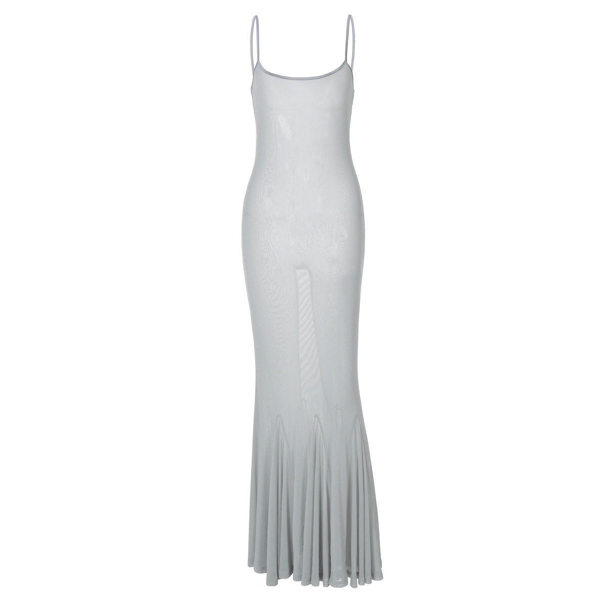 Damen Elegantes Maxikleid mit schwingendem Rock und feinen Spaghettiträgern R&B