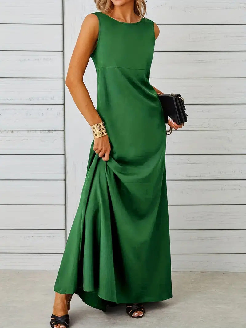 Damen elegantes Maxikleid mit schwingendem Saum und klassischem Schnitt R&B