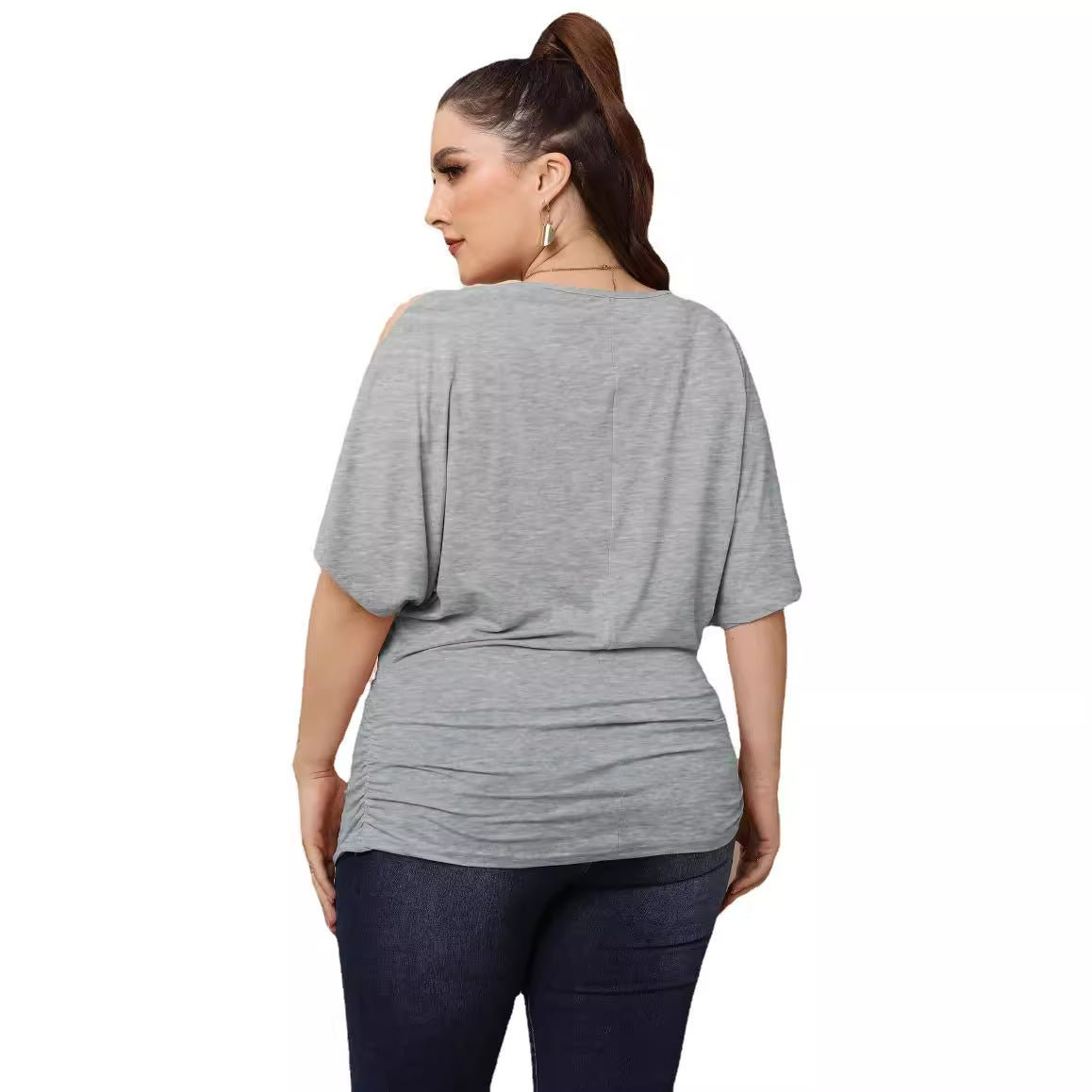 Damen legere Bluse mit Faltenwurf R&B