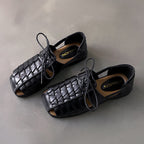 Damen elegante Schnürsandalen mit offenem Zehenbereich R&B
