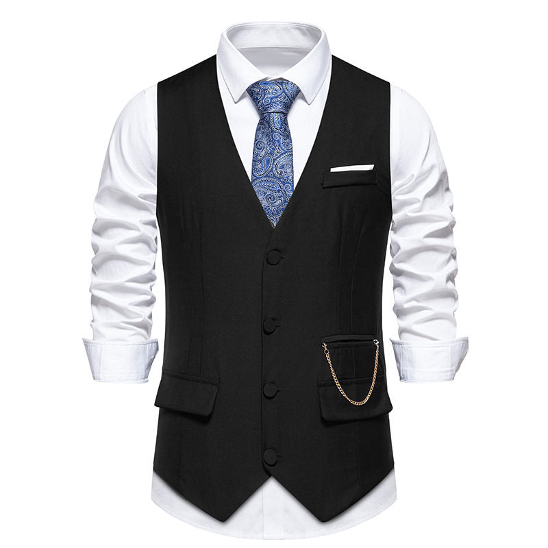Herren elegante Anzugweste mit praktischen Taschen und modischem Design R&B