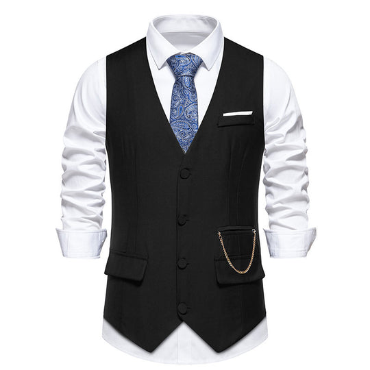 Herren elegante Anzugweste mit praktischen Taschen und modischem Design R&B