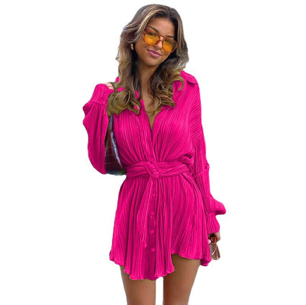 R&B | Langärmeliges Kleid mit Schnürsenkeln und elastischer Taille