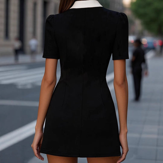Damen Elegantes Kleid mit schickem Reverskragen und dekorativem Schleifen-Detail R&B