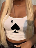 Damen Crop-Top mit kreativem Kartenspiel-Motiv R&B