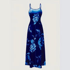 Damen Maxikleid mit floralem Muster und schmalen Trägern R&B