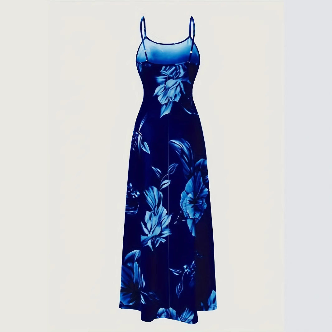 Damen Maxikleid mit floralem Muster und schmalen Trägern R&B