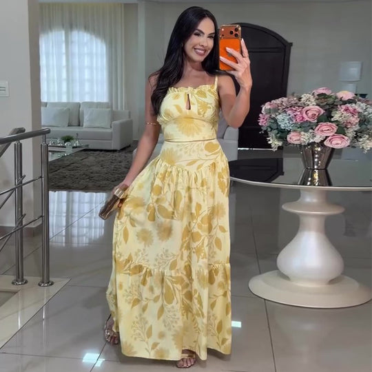 Damen Maxikleid mit floralem Design und luftiger Silhouette R&B