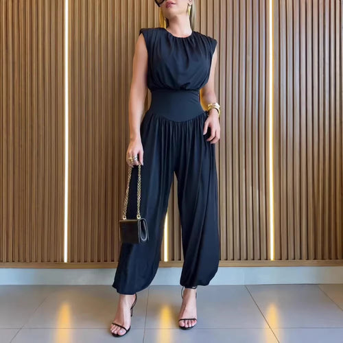 Damen modischer Jumpsuit mit elastischem Taillenbund und innovativem Schnitt R&B