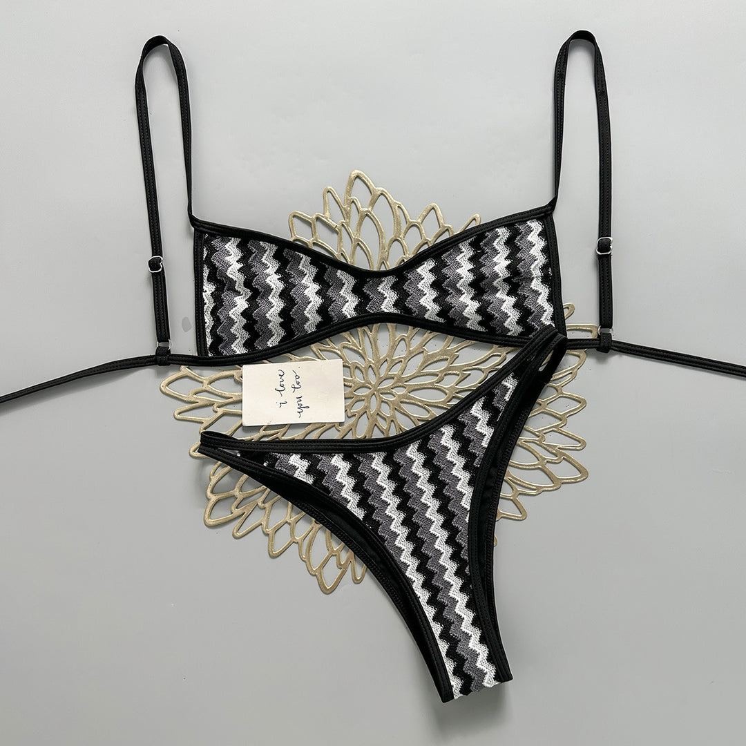 Damen Zweiteiliges Bikiniset mit geometrischem Zigzag-Muster R&B