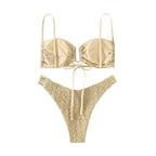 Damen Push-Up-Bikini-Set mit dekorativen Trägern