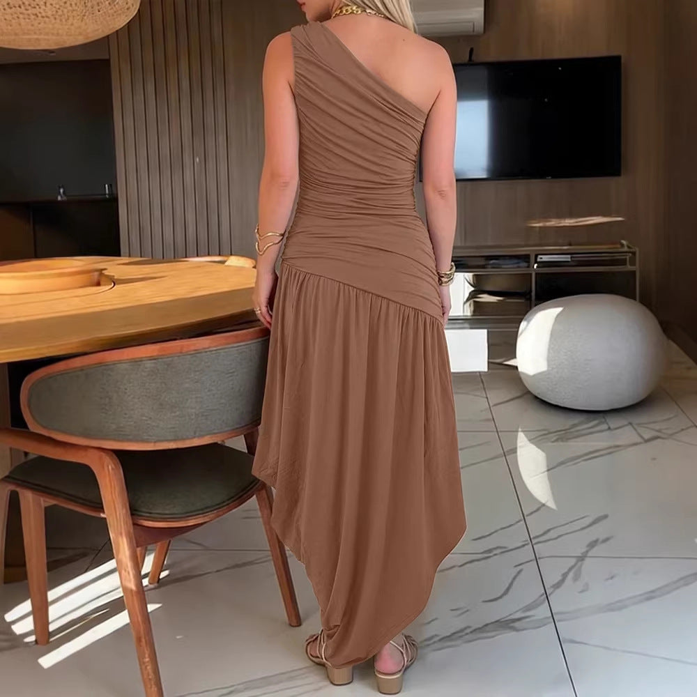 Damen One-Shoulder Maxikleid mit raffiniertem Wickelschnitt R&B