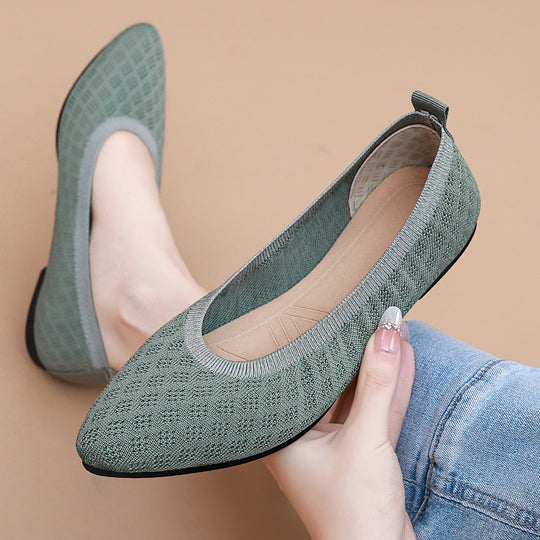 Damen atmungsaktive und elegante Ballerinas mit flexiblem Strickdesign R&B