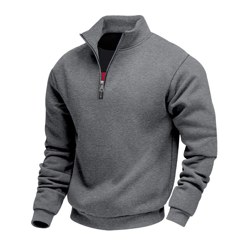 Herren lässiger Stehkragenpullover mit funktionalem Reißverschluss R&B