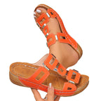 Damen Trendige Wedge-Sandaletten mit modischen Riemen und komfortablem Fußbett R&B