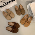 Damen bequeme Filzschuhe mit dekorativem Schnürdetail R&B