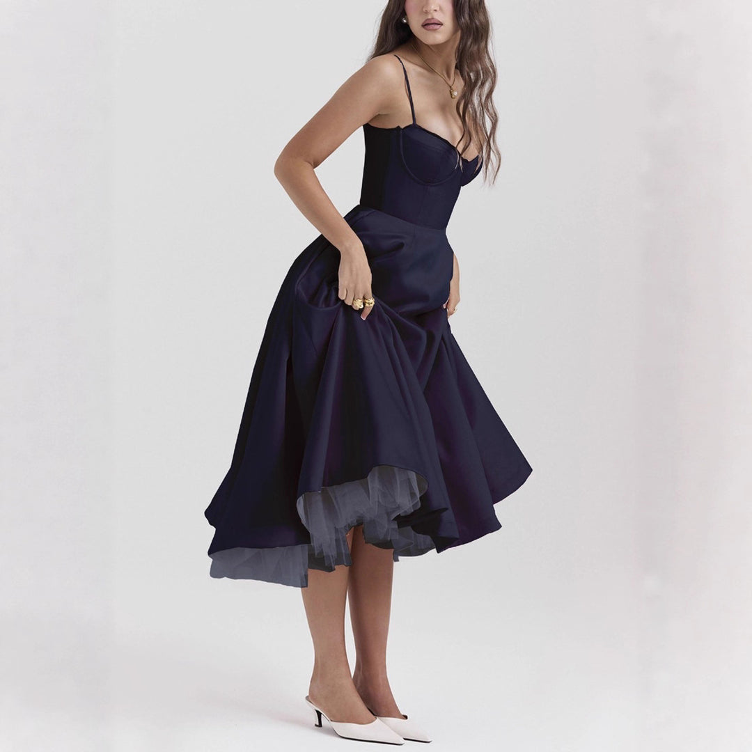 Damen nan Bustierkleid mit geformtem Mieder, weichem Tellerrock, integriertem Tüll-Unterzug und Eingrifftaschen R&B
