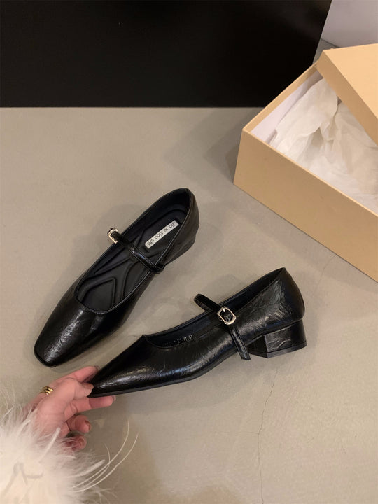 Damen elegante Ballerinas mit glänzender Metalloberfläche und komfortabler Ferse R&B
