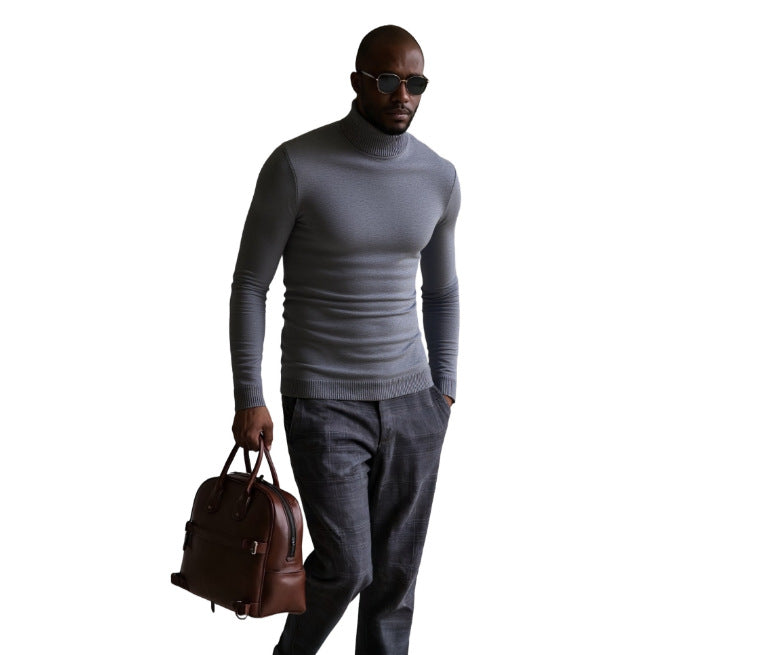 Herren rollkragen pullover mit feiner Struktur R&B