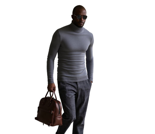 Herren rollkragen pullover mit feiner Struktur R&B