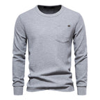 Herren Langarmshirt mit modularem Waffelstruktur und praktischer Brusttasche