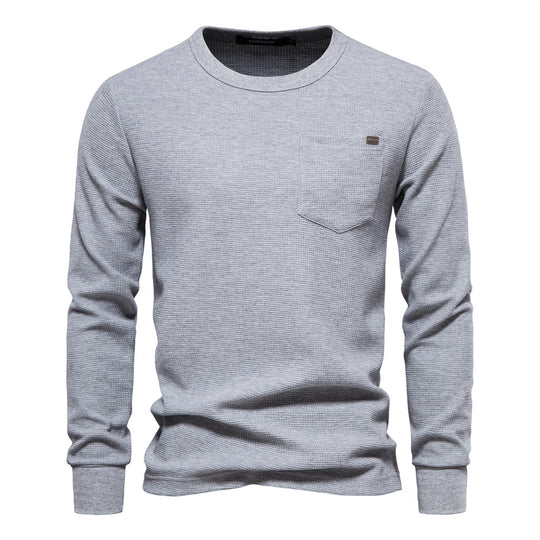 Herren Langarmshirt mit modularem Waffelstruktur und praktischer Brusttasche R&B