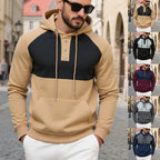 Herren Kapuzensweater mit modernem Henley-Ausschnitt und kontrastierenden Ärmeln R&B