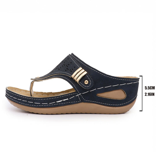 Damen Komfortable Zehentrenner-Sandalen mit modischem Verzierungsdetail R&B