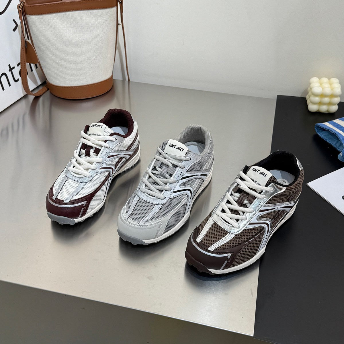 Damen sportliche Mesh-Sneaker mit dämpfender Sohle und atmungsaktivem Design R&B
