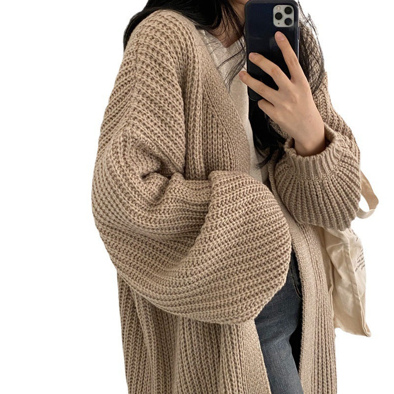 Damen Grober Strickcardigan mit offenem Schnitt und bequemen Ärmelabschlüssen R&B