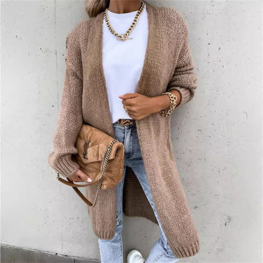 Damen Grober Strickmantel mit tiefen Taschen und modischem Schnitt R&B