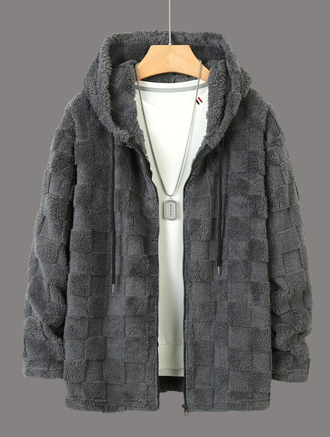 Damen Flauschige Fleecejacke mit Kapuze R&B